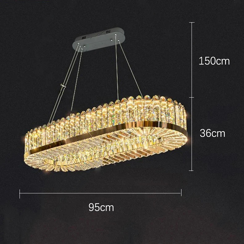 lustre moderne en cristal avec lampes led suspendues luxueuses