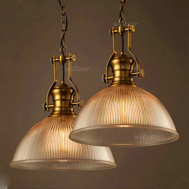 Suspension vintage en verre nervuré rétro suspension lumière hôtel café salon bureau bar salle à manger suspendu lustre de plafond