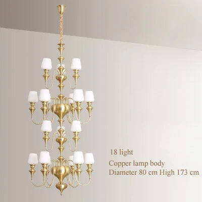 lustre en cuivre avec abat jour en verre élégant et moderne