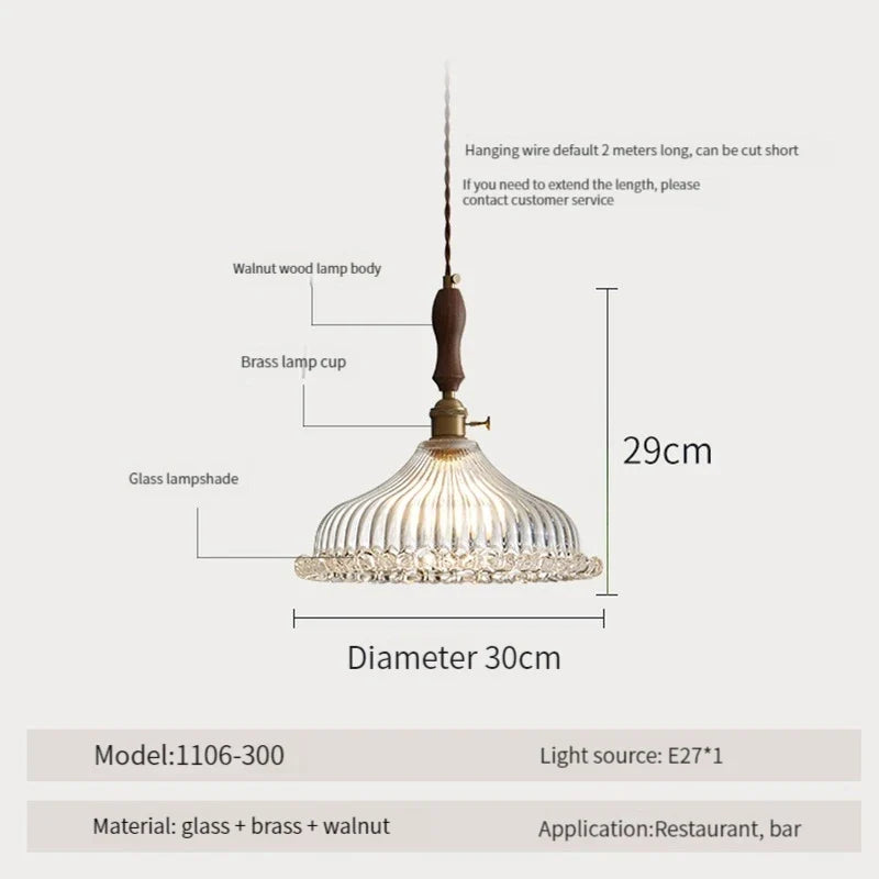 suspension luminaire moderne en bois verre et laiton