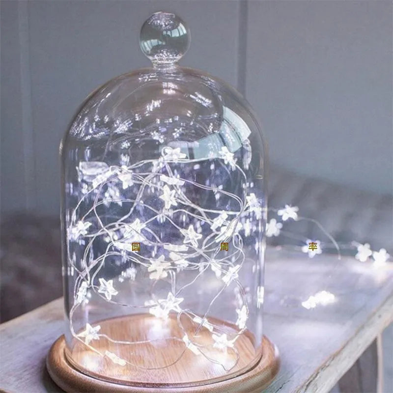 guirlande lumineuse led étoile fil cuivre pour décorations de fête