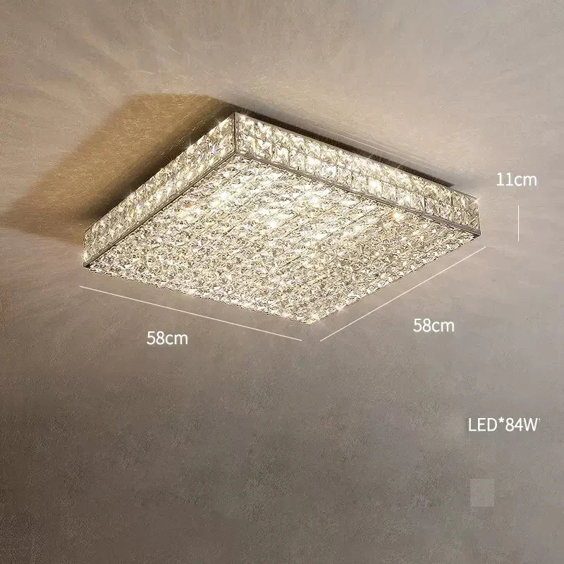 plafonnier led art déco carré cristal design moderne élégant