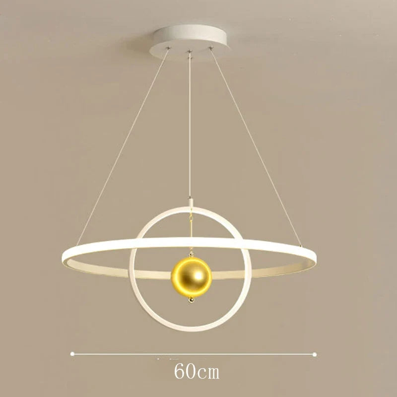 lustre circulaire en boule de fer avec luminaires led pour décoration