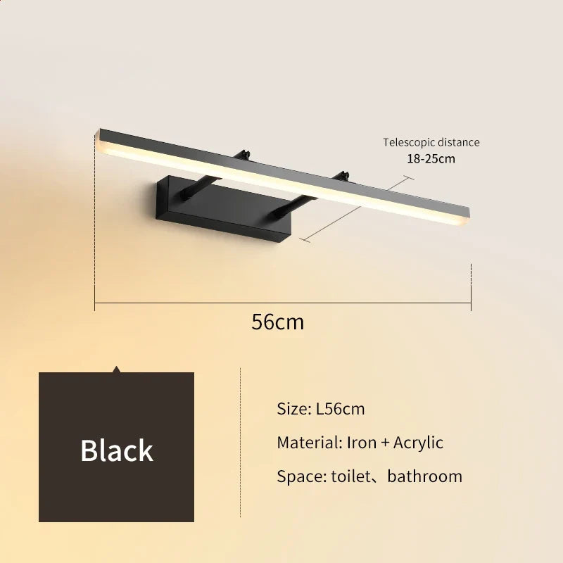lampe de miroir led minimaliste moderne réglable et rétractable