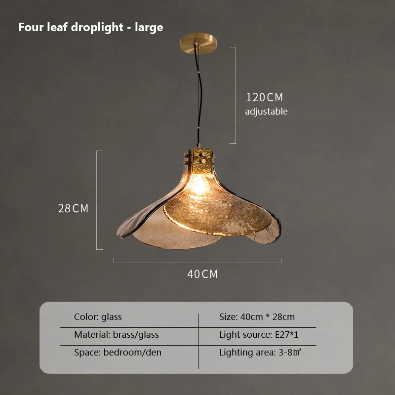 lustre rétro en verre led en forme de pétale pour loft