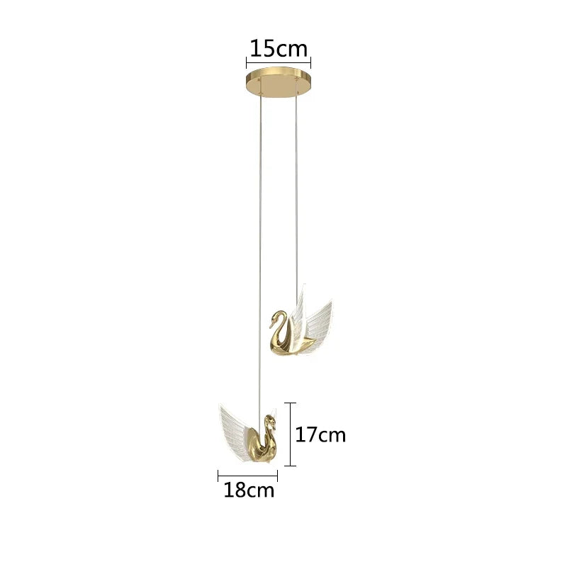 lustre suspendu led nordique design cygne de luxe