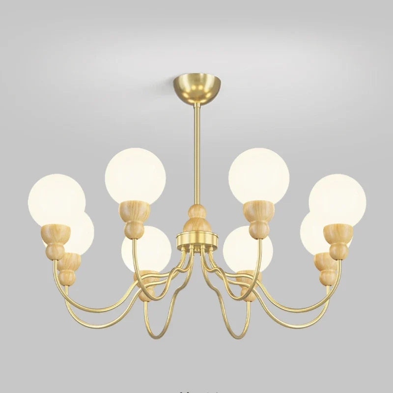 suspension en verre rétro avec éclairage led en bois