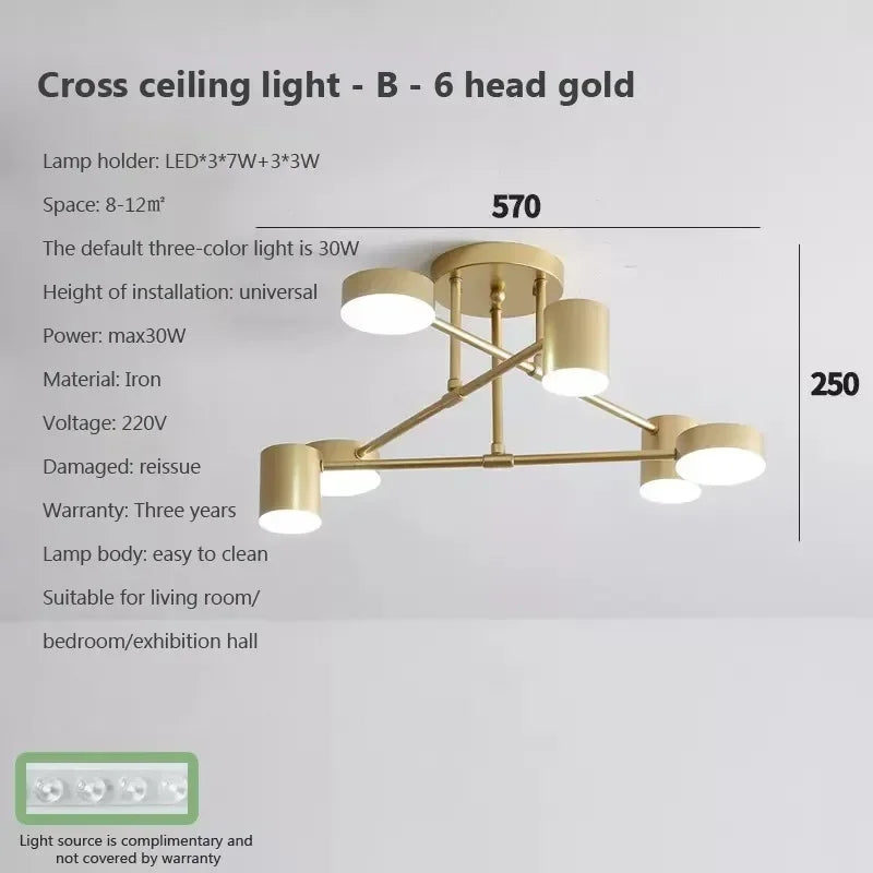lustre led moderne semi-noir blanc or intérieur salon manger chambre