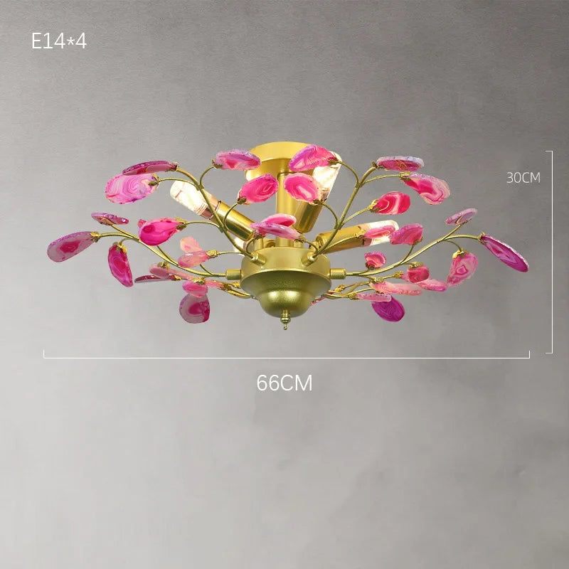 lustre led en agate naturelle idéal pour décoration romantique