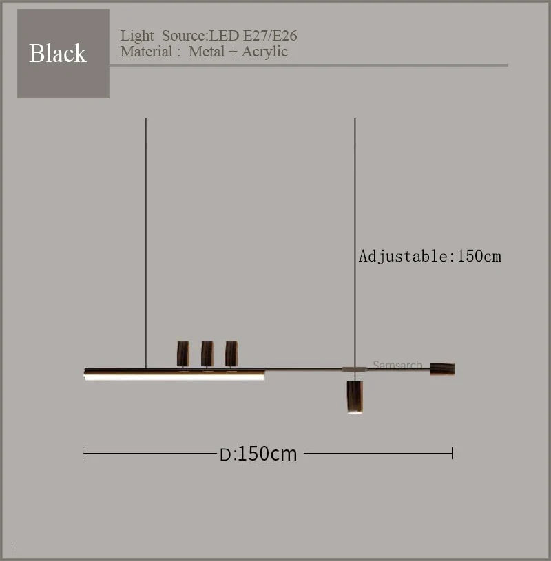 2024 Modern minimalist dining room chandelier high level slotted bar counter kitchen interior decorative lighting