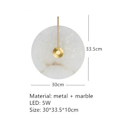 applique murale led dorée en métal et marbre naturel pour éclairage moderne