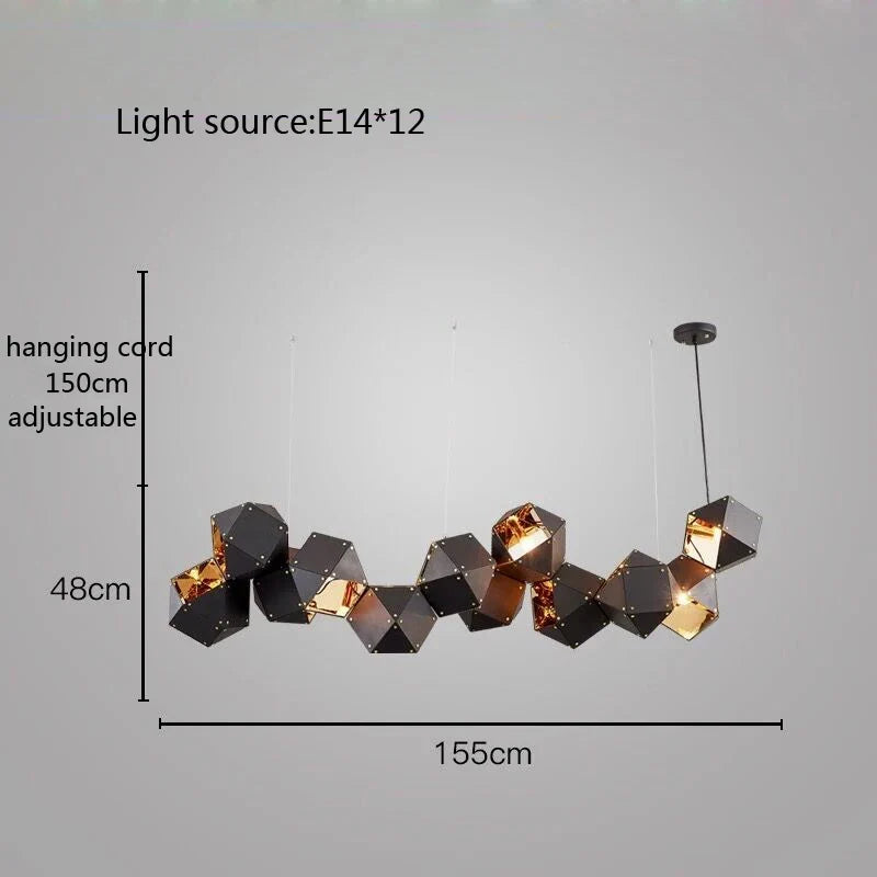 suspension led cube art déco style assorti 	 saison