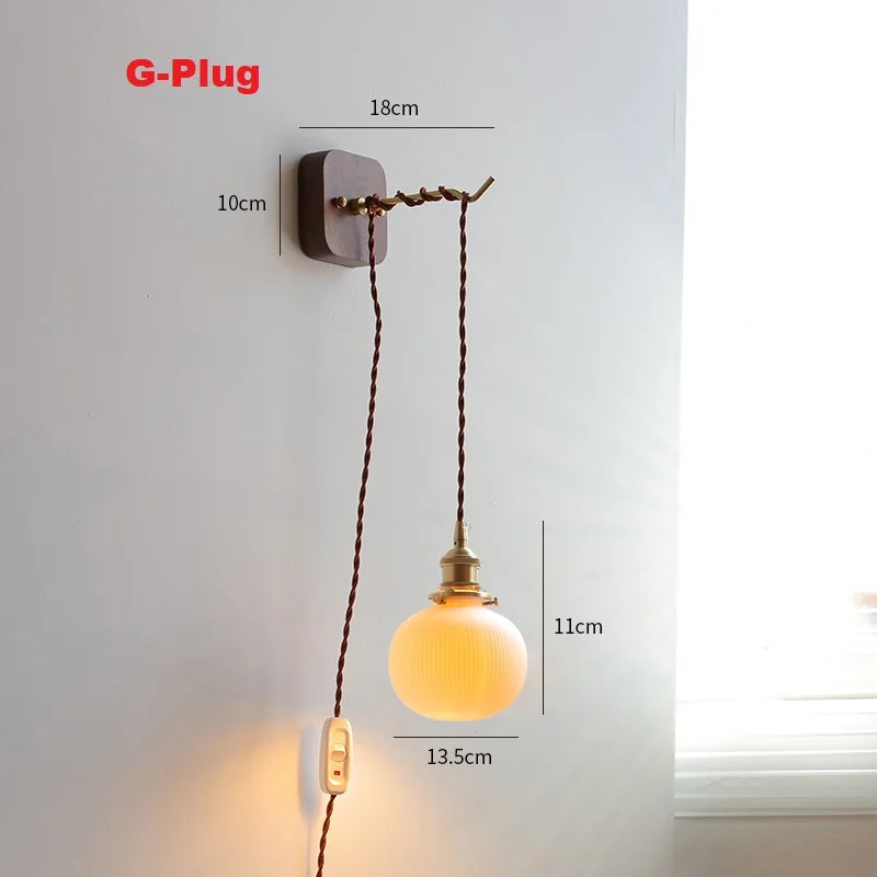 applique murale led moderne en bois de noyer nordique wabi-sabi