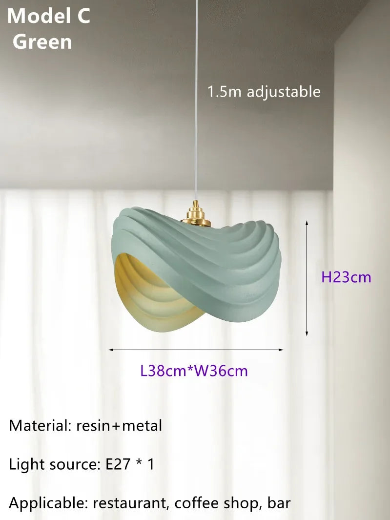 Nordic Minimalist Wabi Sabi Cream Style LED Dining Room Cafe Pendant Light Restaurant Bar Loft Home Decor Lamp Stairs Chandelier