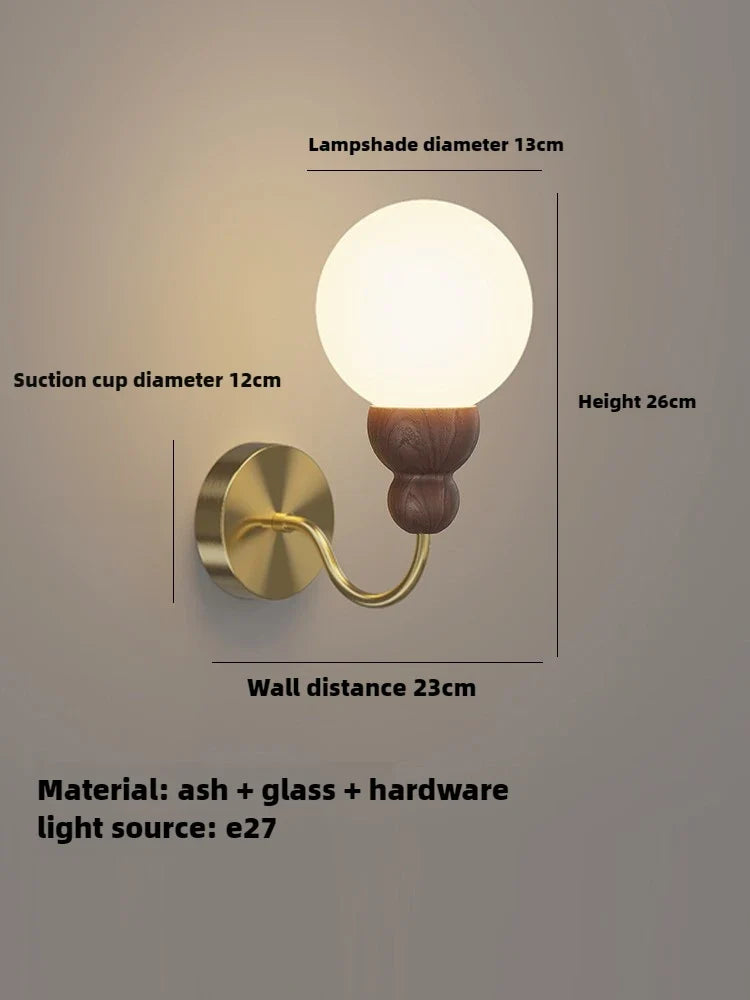 suspension en verre rétro avec éclairage led en bois