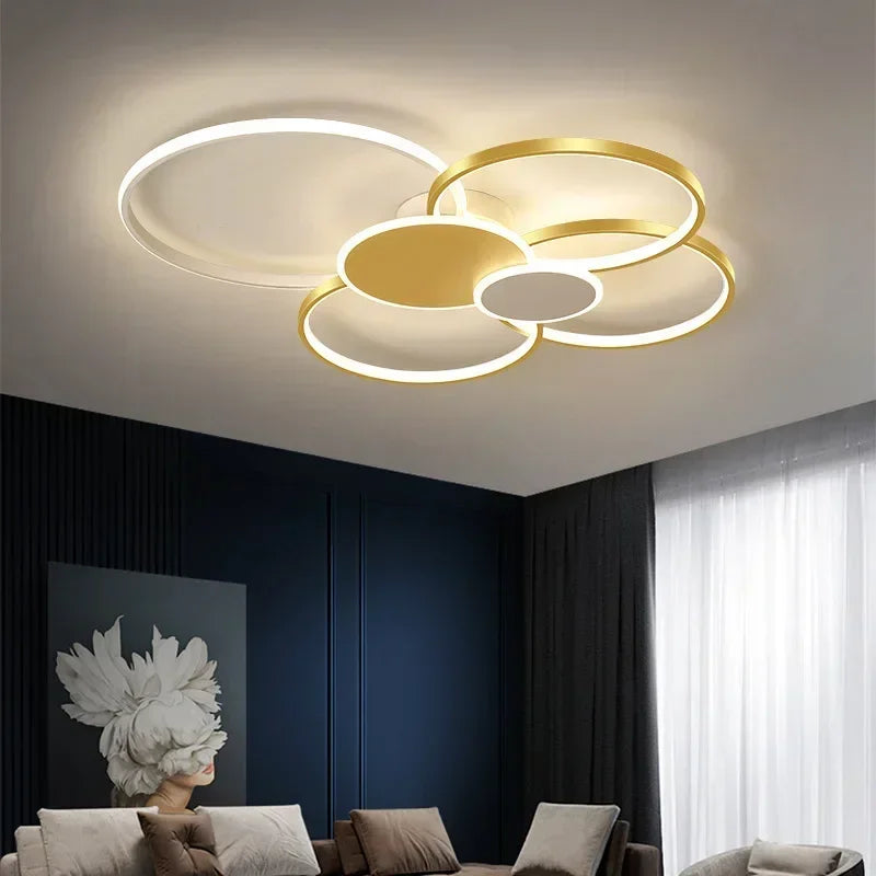 plafonnier Anneau moderne LED Simple variateur intelligent pour chambre à manger salon Hall éclairage intérieur