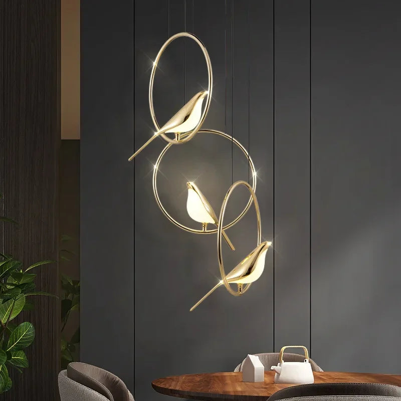 lustre led 	 art oiseau loft originalité décoration
