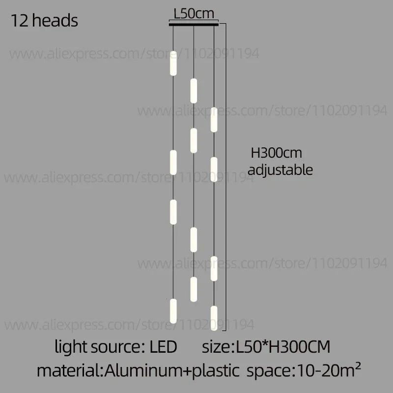lustre led nordique pour escalier duplex penthouse villa