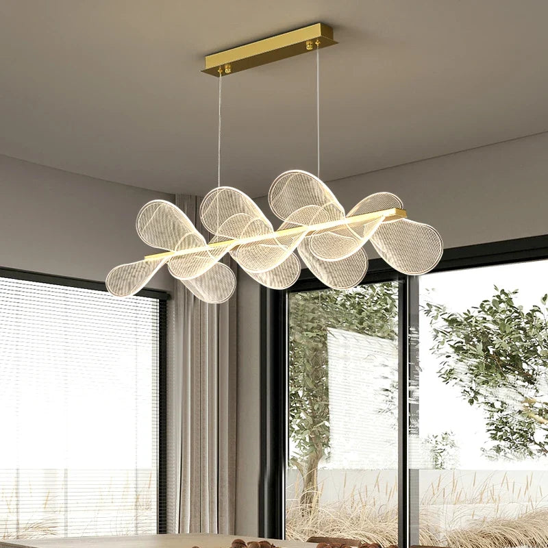suspension led moderne avec anneau doré à gradation variable