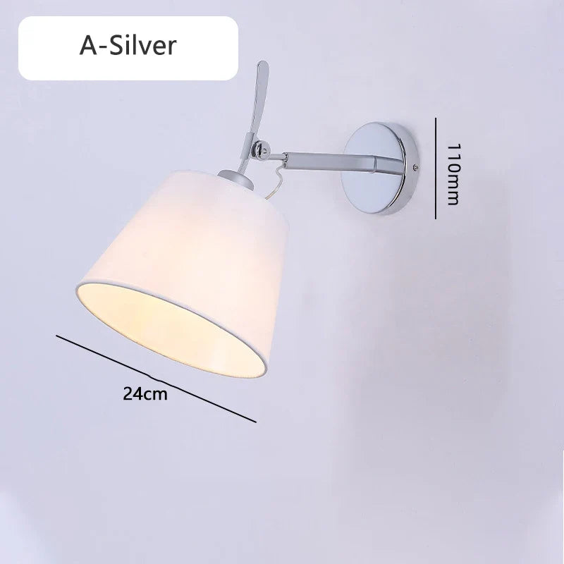 applique murale industrielle nordique pliable avec bras long pivotant