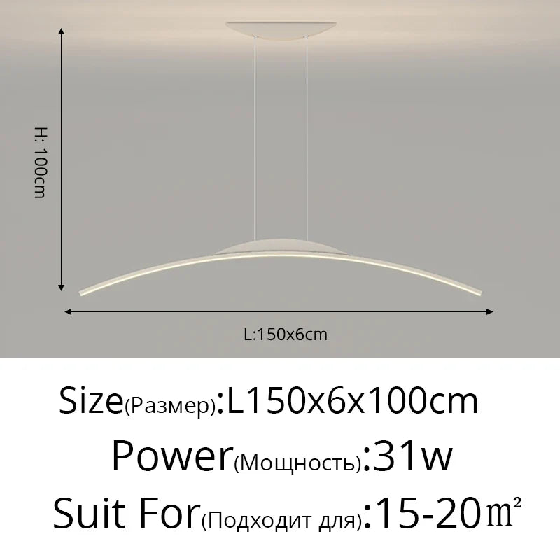 Lustre long led minimaliste avec hauteur réglable
