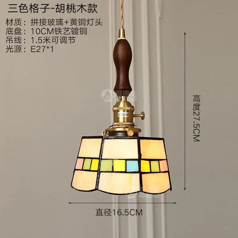 lustre en verre fait main style tiffany pour décoration intérieure