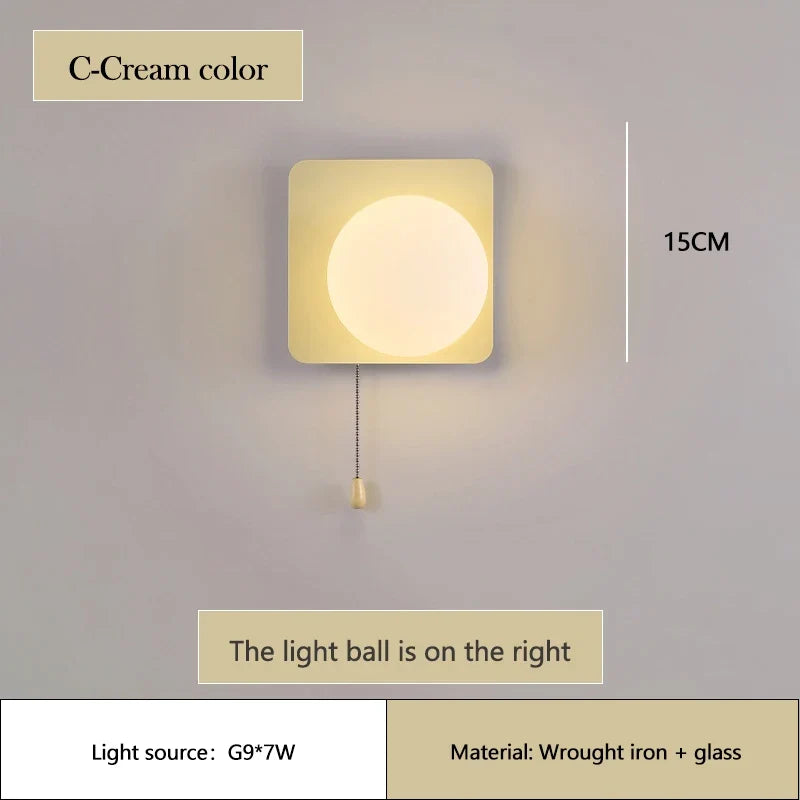 applique murale moderne à led avec interrupteur en verre pour chambre d'enfant