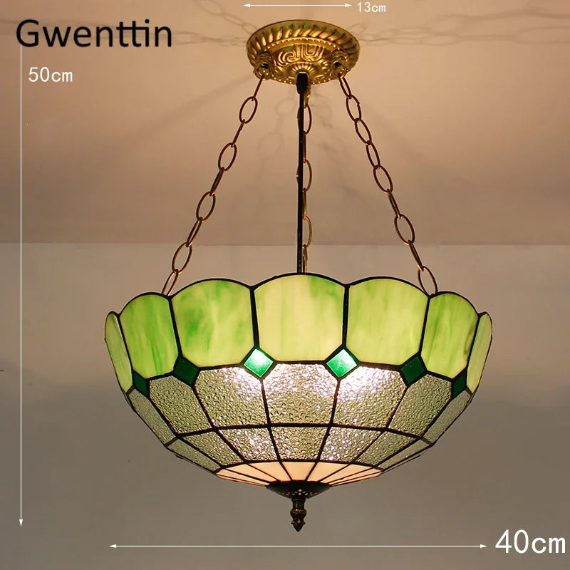 suspension en verre teinté style tiffany pour décoration intérieure