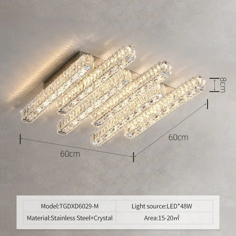 lustre led moderne en cristal avec intensité variable pour la maison