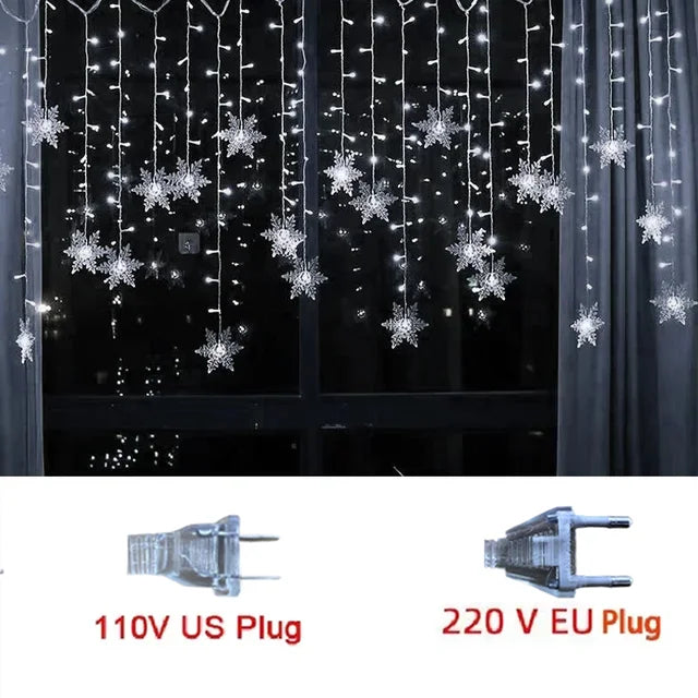 guirlande lumineuse led flocons de neige pour décorations de fête et Noël