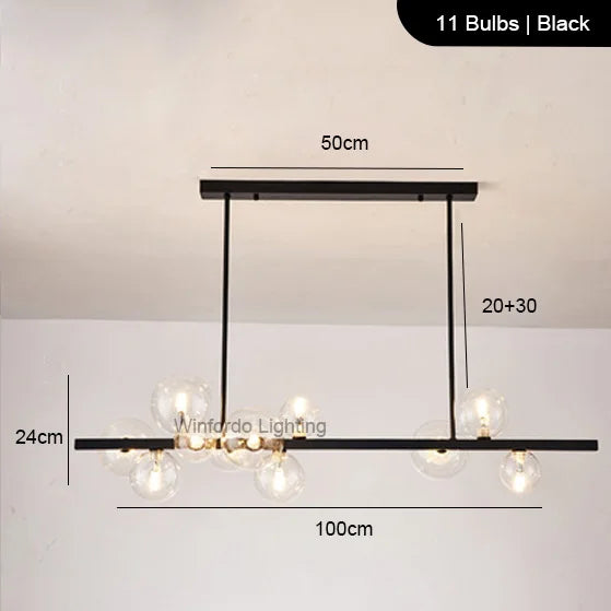 Lustre LED design doré rond à boules en verre