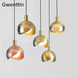 suspension moderne en or avec éclairage led décoratif