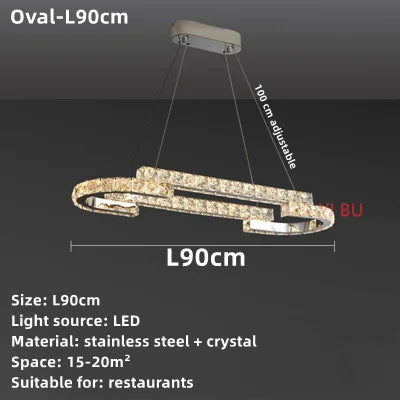 lustre nordique en cristal acier inoxydable miroir led intérieur