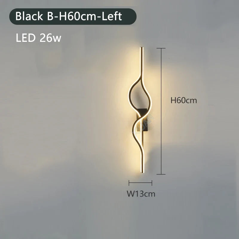 Modern Living Room Long Wall Lights with Anlter Design Gold Black TV Background Decorative Wall Lamp for Bedroom Remote Control