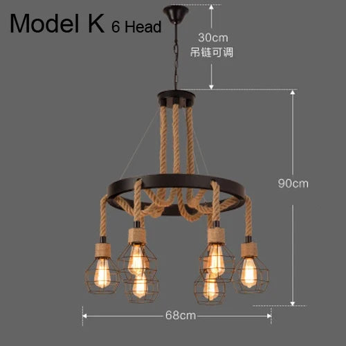 suspension rustiques industrielles avec corde pour intérieur