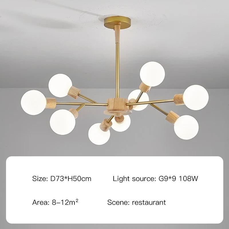 lustre à led en bois nordique pour décoration intérieure moderne