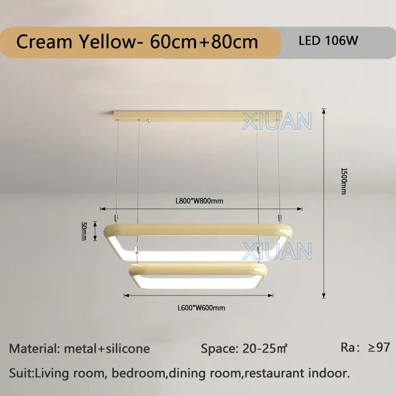 lustre moderne led suspension carrée perle pour maison