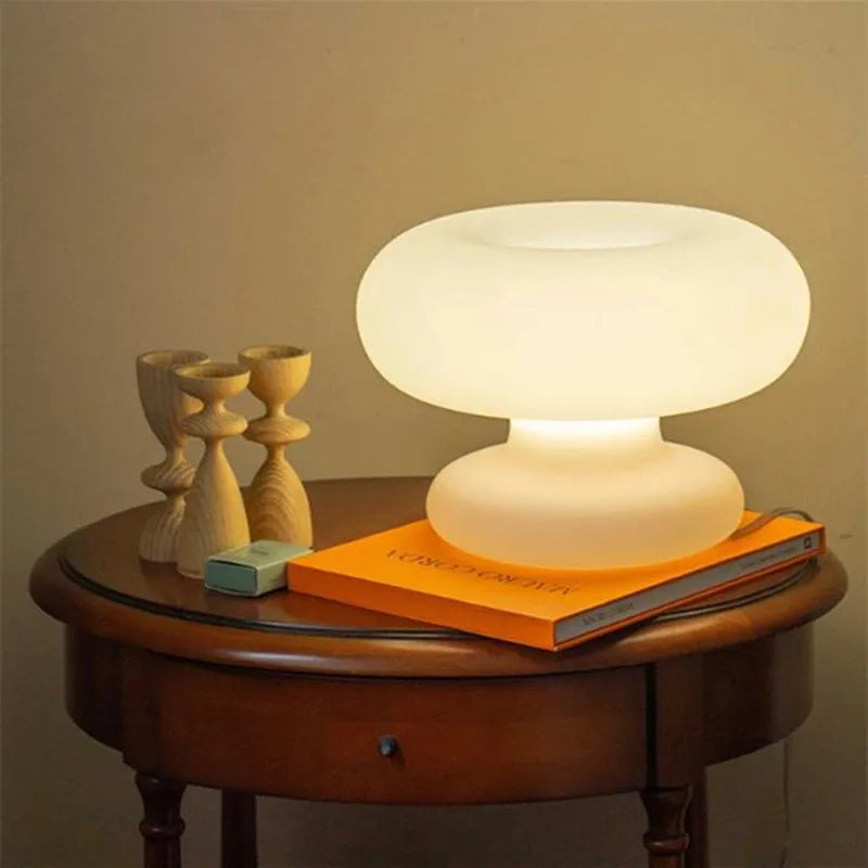 lampe à poser champignon en verre pour décoration intérieure