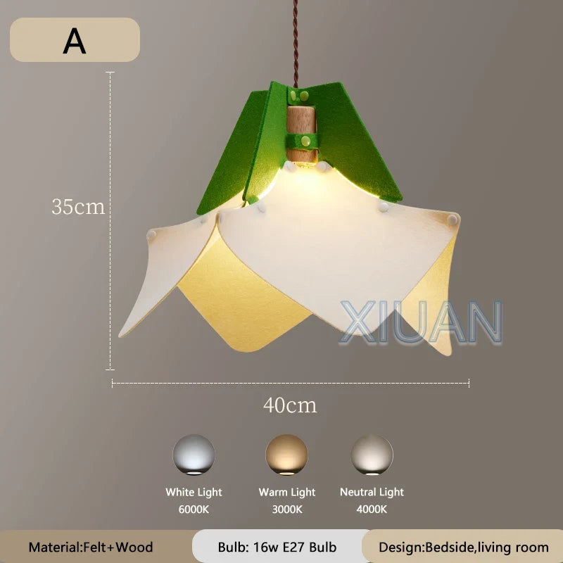 Art Design Restaurant Pendant Lamps Detachable Felt Sconces LED E27 Hanging Light for Living Room Dining Table Green White Pink
