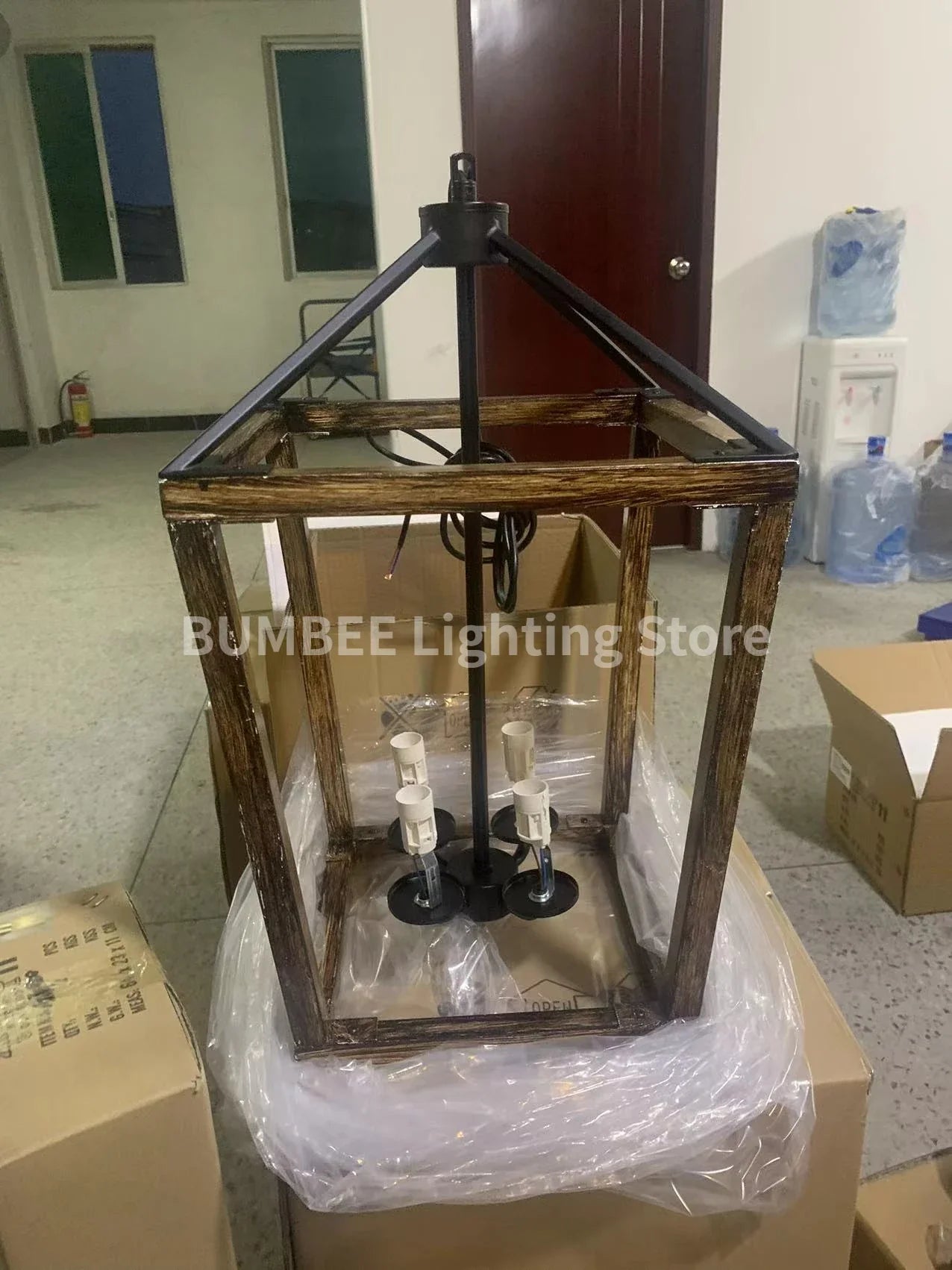 lustre américain rétro forme cage à oiseaux éclairage industriel moderne