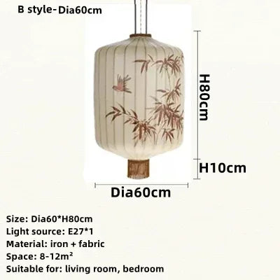 lustre en tissu japonais style médiéval zen pour décoration intérieure