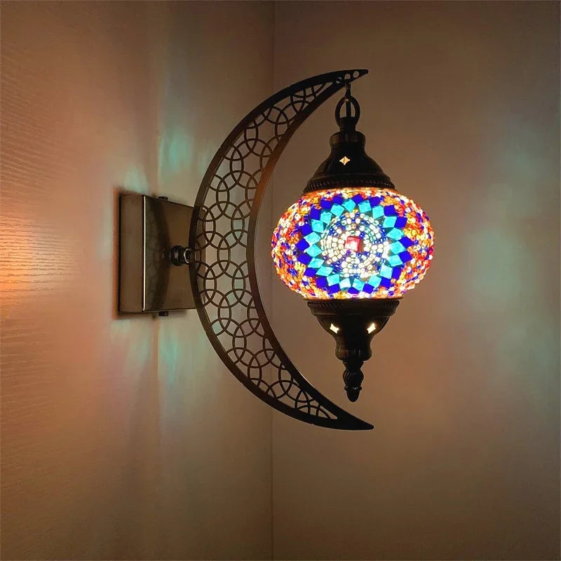 applique murale rétro bohème en forme de lune décorative artisanale
