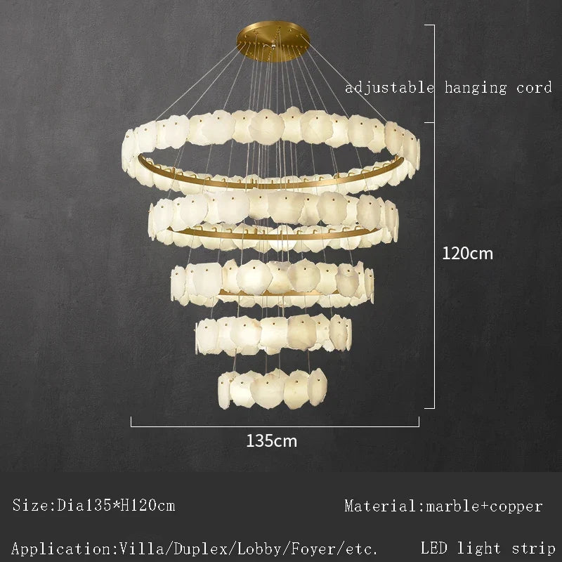 lustre en marbre naturel espagnol de grand luxe pour hôtel