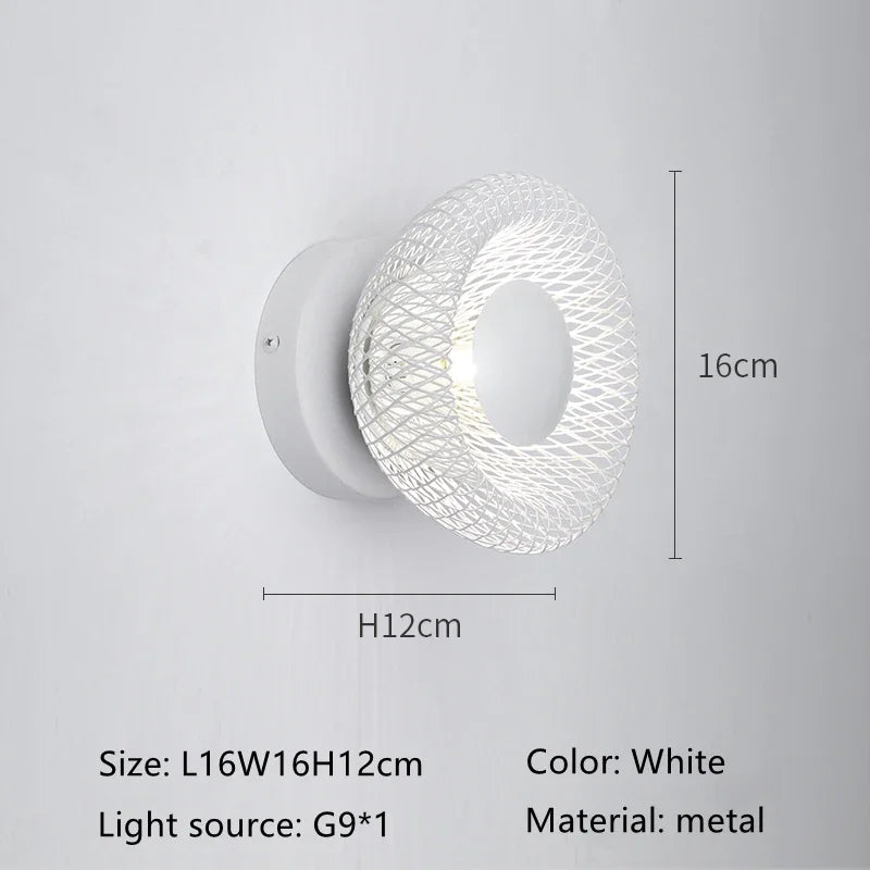 Italy Horn Design Iron Mesh Aisle Lamp Sconce Corridor Ceiling Bedroom TV Backdrop Ceramic Head LED Home Decor Wall Lighing