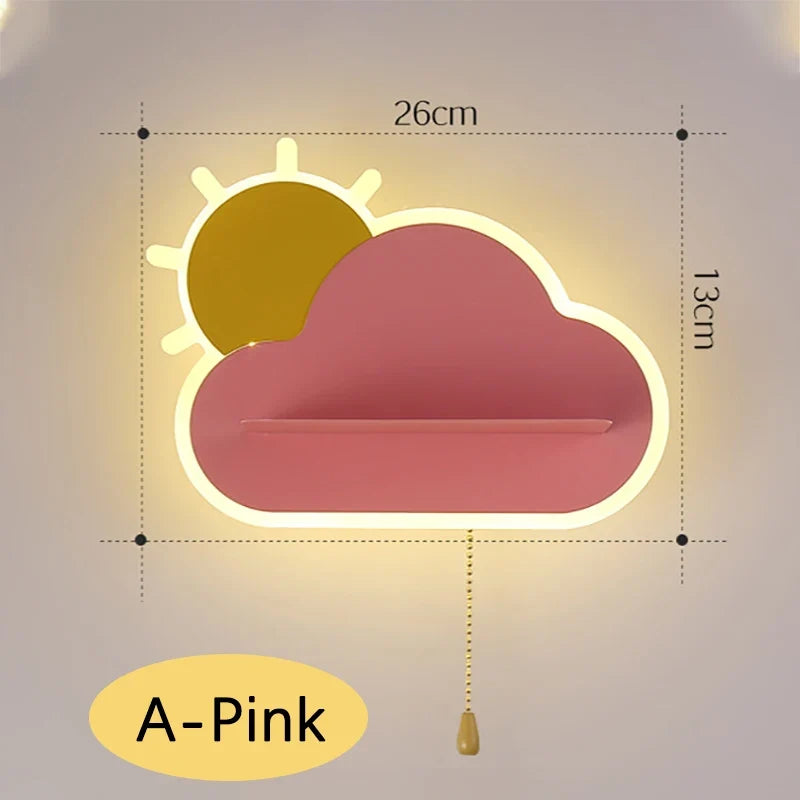 applique murale led décorative pour chambre de bébé nuage et soleil