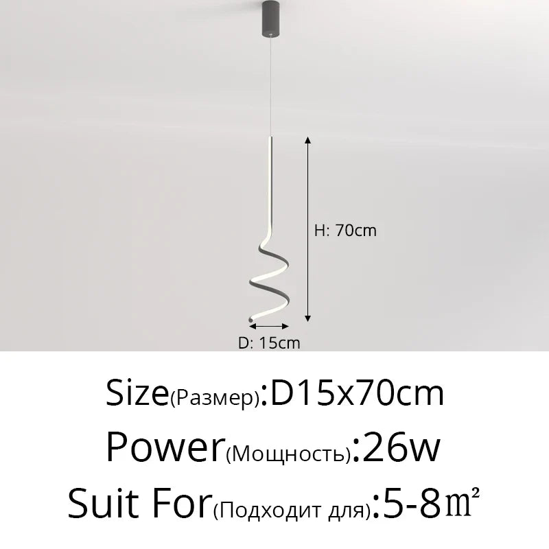 suspension moderne simple avec éclairage créatif led