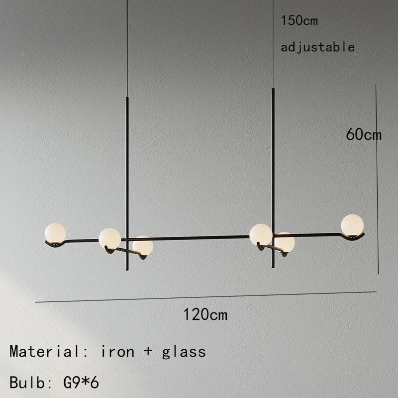 suspension simple en verre et métal avec fil réglable