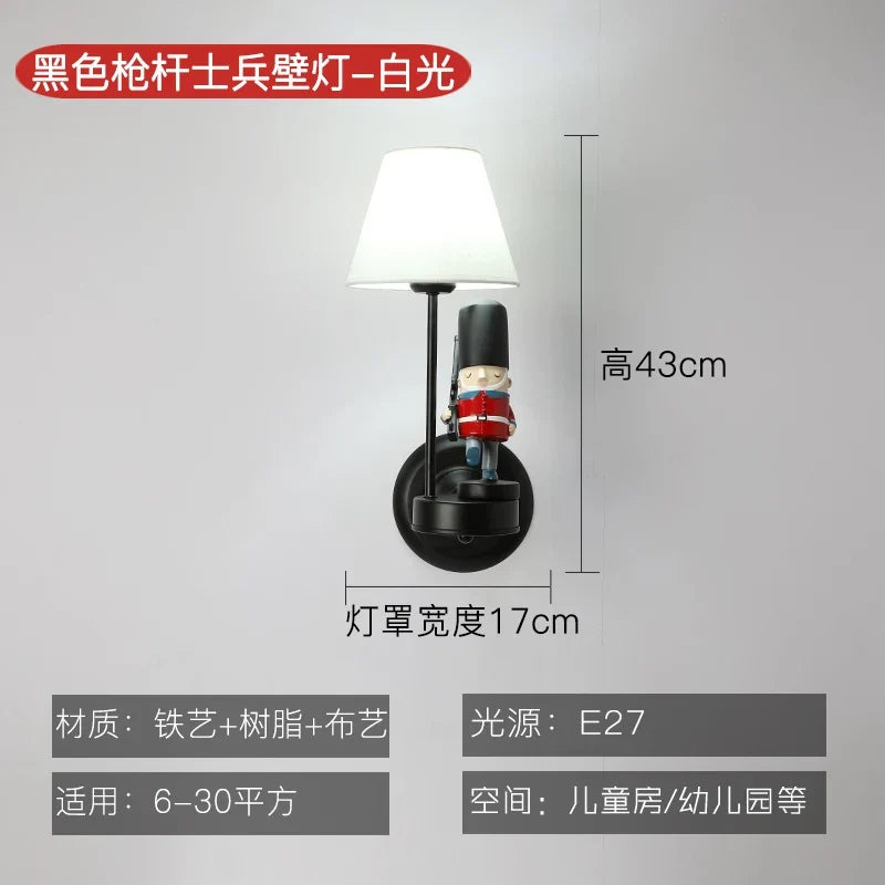 applique murale led dessin animé soldat américain pour décoration enfant