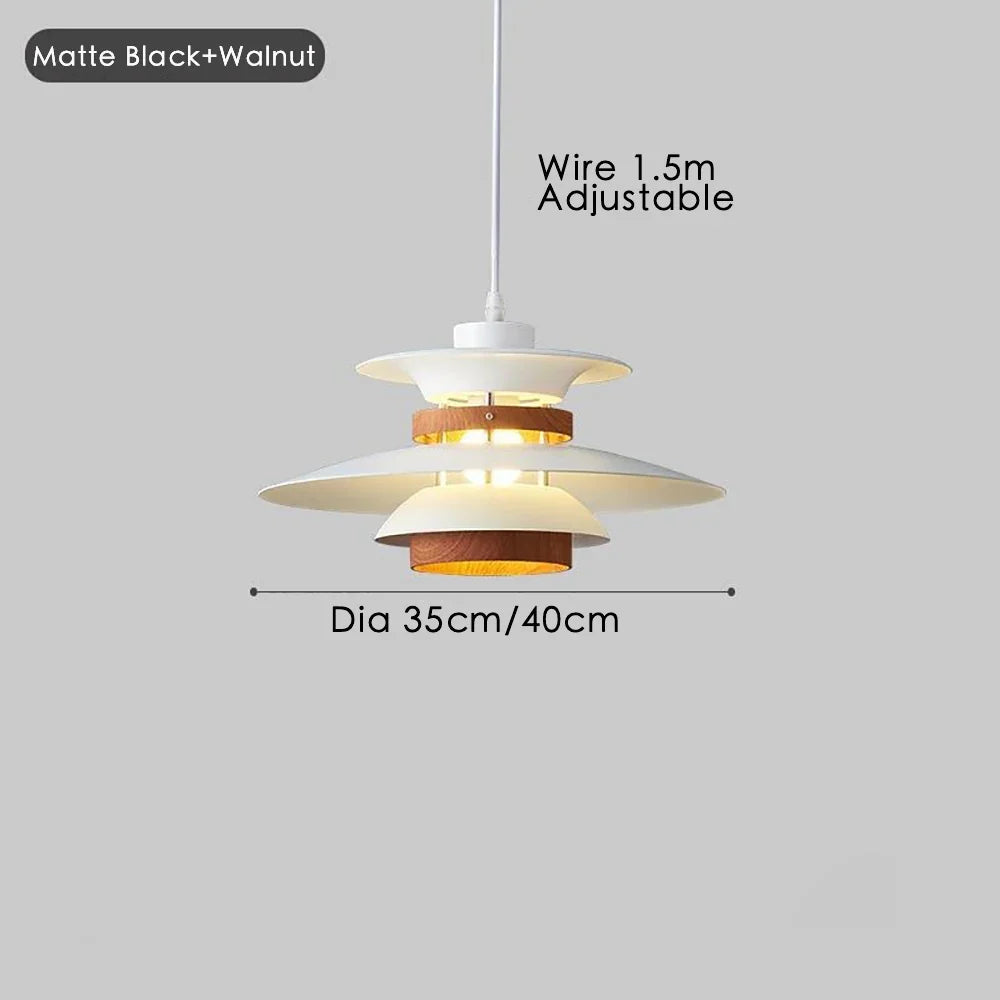 lustre design danois led rétro noyer lampe suspendue