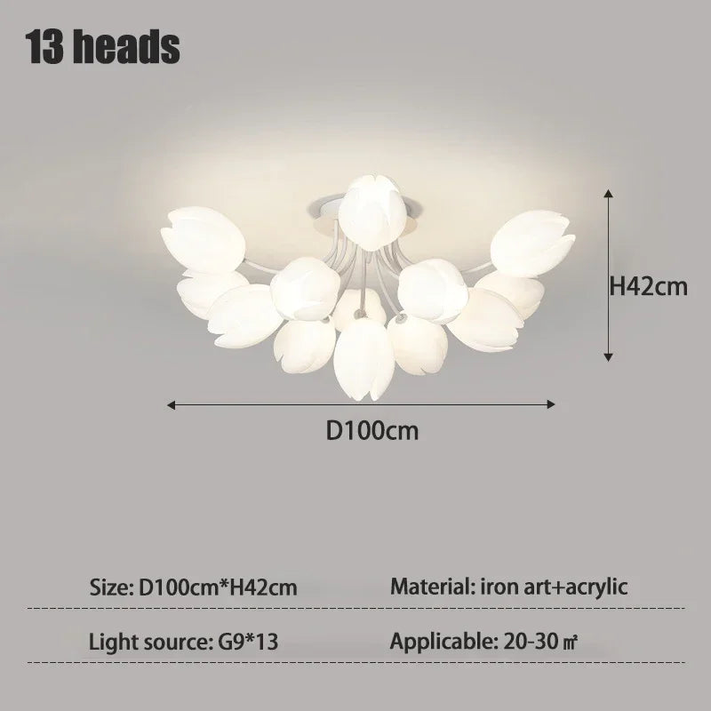 lustre moderne à led en fleurs de lys pour intérieur décoratif
